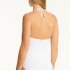 Sea Level Drift Halter Swimsuit White Discount
