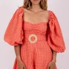 Sundress Emilia Jumpsuit Gingham Coral CoralGingham Best