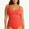 Sea Level Essentials Cross Front Swimsuit Flame Hot