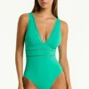 Sea Level Essentials Spliced Swimsuit Evergreen Online