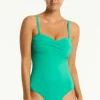 Sea Level Essentials Twist Bandeau Swimsuit Evergreen Hot