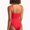 Sea Level Essentials Twist Front Swimsuit Red Discount