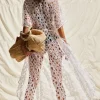 Vix Swimwear Eyelet Arie Long Cover Up Off White Online