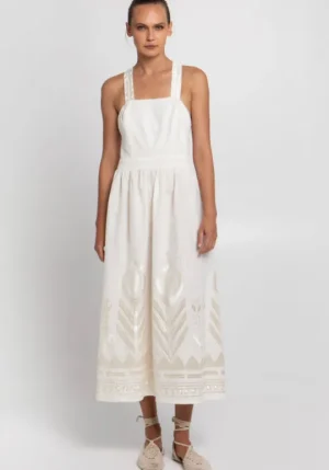 Greek Archaic Kori Feather Cross Back Dress Clearance