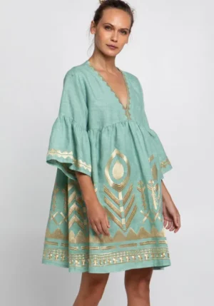 Greek Archaic Kori Feather Short Kaftan Best