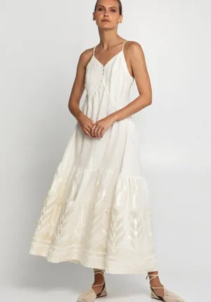 Greek Archaic Kori Feather Strappy Maxi Dress Outlet