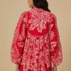Farm Rio Flora Tapestry Red Long Sleeve Mini Dress Online