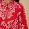 Farm Rio Flora Tapestry Red Long Sleeve Mini Dress Online