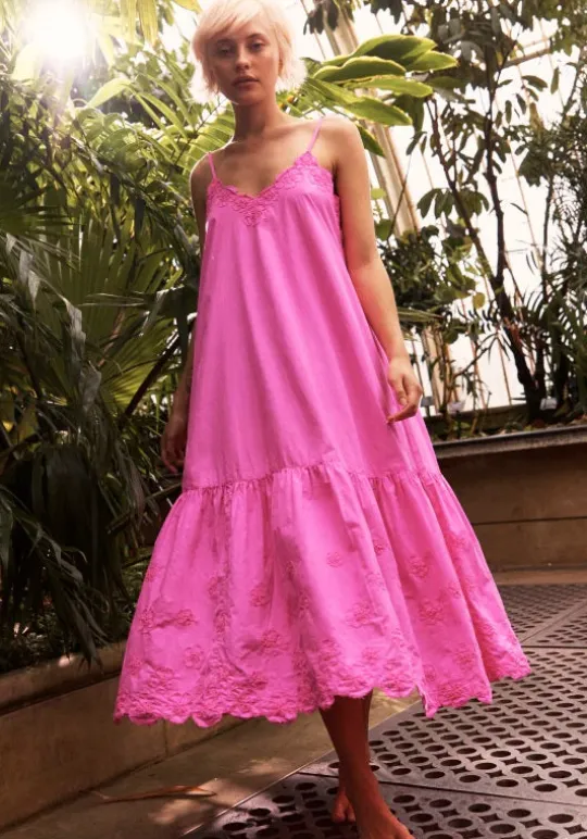 Juliet Dunn Floral V Neck Dress Fuchsia Fashion