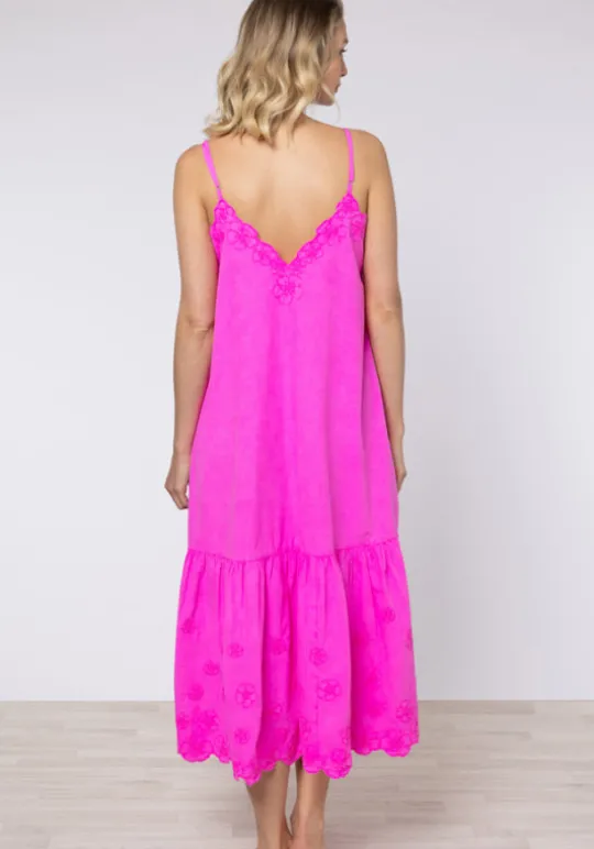 Juliet Dunn Floral V Neck Dress Fuchsia Fashion