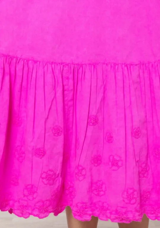 Juliet Dunn Floral V Neck Dress Fuchsia Fashion