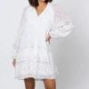 Juliet Dunn Frill Mosaic Mini Dress White Online