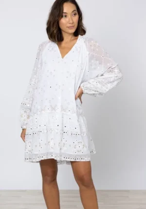 Juliet Dunn Frill Mosaic Mini Dress White Online