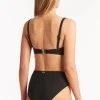 Sea Level Honeycomb Bandeau Bikini Black Fashion