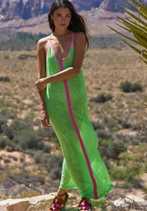 Pitusa Inca Maxi Sun Dress Lime New