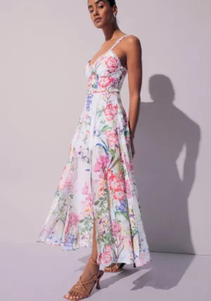 Charo Ruiz Iraso Long Dress White Botanical Hot
