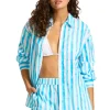 Seafolly Isla Palm Oversized Beach Shirt Turquoise Isla Palm Turquoise Online