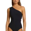 JETS Swimwear Jetset Lien One Shoulder Swimsuit Black Discount