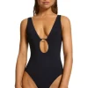 JETS Swimwear Jetset Lien Plunge Swimsuit Black Best