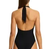 JETS Swimwear Jetset Ruched Plunge Swimsuit Black Clearance