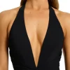 JETS Swimwear Jetset Ruched Plunge Swimsuit Black Clearance