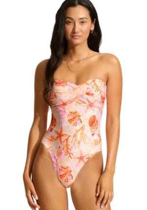 Seafolly La Mer Bandeau Swimsuit White Hot