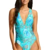 Seafolly La Mer Cross Back Swimsuit Blue Clearance