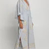 Greek Archaic Kori Lefkada Maxi V Neck Kaftan Grey Hot