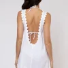 Juliet Dunn Low Back Dress White New
