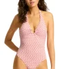 Seafolly Mala Ring Front Halter Swimsuit Blossom Sale
