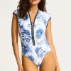 Seafolly Marbella Zip Front Swimsuit Discount