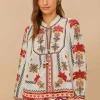 Farm Rio Marys Tiles Embroidered Blouse Best