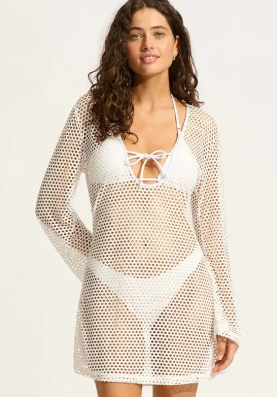 Seafolly Mesh Effect Kaftan White Clearance