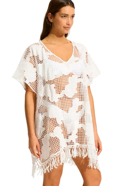 Seafolly Mesh Kaftan White New