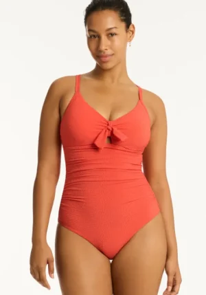 Sea Level Messina Tie Front DD Swimsuit Flame Outlet