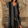 Pitusa Metallic Striped Kaftan Fashion