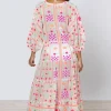Juliet Dunn Mexican Embroidered V Neck Maxi Dress Mexican Embroidery Fashion
