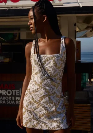 Sundress Mira Dress White Gold Feuillage Outlet