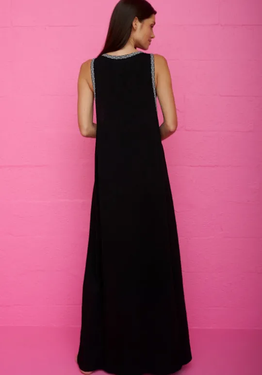 Pitusa Monochrome Tassel Slit Dress Black Sale