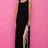 Pitusa Monochrome Tassel Slit Dress Black Sale