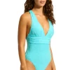 Seafolly Cross Back Swimsuit Atoll Blue Oasis Outlet