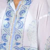 Juliet Dunn Paisley Block Print Shirt Periwinkle Best
