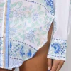 Juliet Dunn Paisley Block Print Shirt Periwinkle Best
