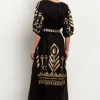Greek Archaic Kori Peacock Maxi Kaftan Black Best