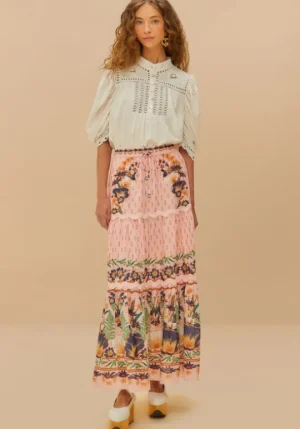 Farm Rio Pink Dream Garden Maxi Skirt Discount