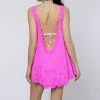 Juliet Dunn Poplin Low Back Dress Indian Pink IndianPink Sale
