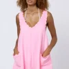 Juliet Dunn Poplin Low Back Dress Pink Grapefruit PinkGrapefruit Best