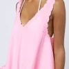 Juliet Dunn Poplin Low Back Dress Pink Grapefruit PinkGrapefruit Best