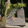 Seafolly Raffia Stripe Basket Bag Natural/Black Hot