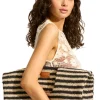 Seafolly Raffia Stripe Basket Bag Natural/Black Hot